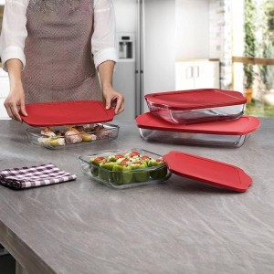 جاط تحضير طعام زجاجي بايركس 40 × 25 سم مستطيل مع غطا بوركام borcam