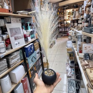 قوار بورسلان ابيض/اسود ثقيل حشوة حجر سمسم مع ريشة صغير