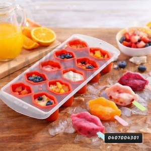 قالب ثلج 10 عين سيليكون بدون غطاء بلاستيك شكل شفة  