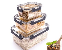 طقم طبروير مستطيل اكريليك مع غطاء كبس 3 قطع