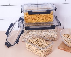 طقم طبروير مستطيل اكريليك مع غطاء كبس 3 قطع