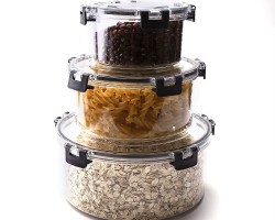 طقم طبروير مدور اكريليك مع غطاء كبس 3 قطع