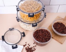 طقم طبروير مدور اكريليك مع غطاء كبس 3 قطع