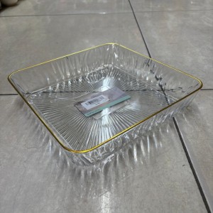 جاط تقديم فواكه مربع كبير اكريليك حيف ذهبي قطر 30 سم ارتفاع 4 سم