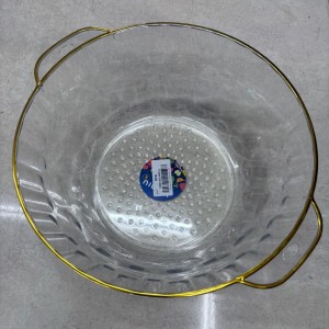 جاط تقديم سلطة / جاط عجين مدور بيد / مع يد حجم صغير اكريليك حيف ذهبي قطر 24 سم ارتفاع 10 سم جاط تقديم سلطة / جاط عجين مدور بيد / مع يد حجم صغير اكريليك حيف ذهبي قطر 24 سم ارتفاع 10 سم