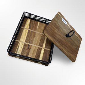 مضيفة خشب هندي مستطيل