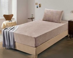 ملف مفرد ونصف فانيل مخمل سادة شتوي 120 × 200 + 30 سم 2 قطعة