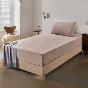 ملف مفرد فانيل مخمل سادة شتوي 100 × 200 + 30 سم 2 قطعة