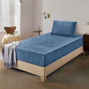 ملف مفرد ونصف فانيل مخمل سادة شتوي 120 × 200 + 30 سم 2 قطعة