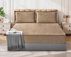 ملف مجوز كنج فانيل مخمل سادة شتوي 220 × 200 + 30 سم 3 قطع