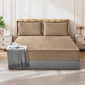 ملف مجوز كنج فانيل مخمل سادة شتوي 220 × 200 + 30 سم 3 قطع