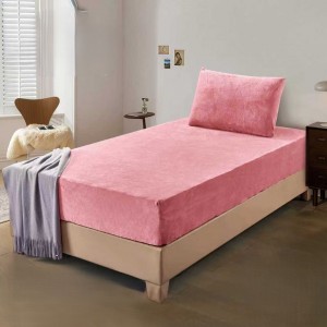 ملف مفرد فانيل مخمل سادة شتوي 100 × 200 + 30 سم 2 قطعة