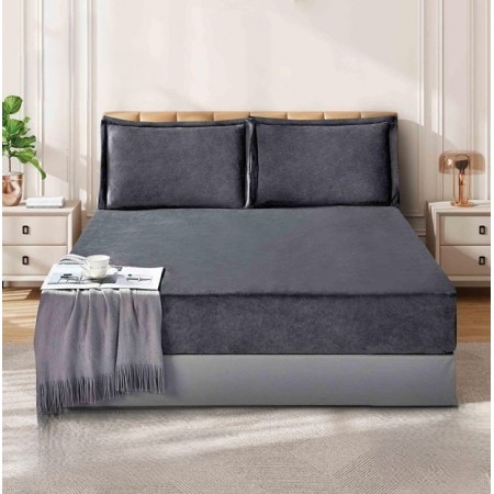 ملف مجوز كنج فانيل مخمل سادة شتوي 220 × 200 + 30 سم 3 قطع