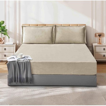 ملف مجوز كنج فانيل مخمل سادة شتوي 220 × 200 + 30 سم 3 قطع