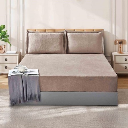 ملف مجوز كنج فانيل مخمل سادة شتوي 220 × 200 + 30 سم 3 قطع