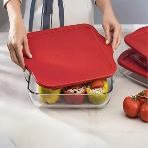 جاط تحضير طعام زجاجي بايركس 40 × 25 سم مستطيل مع غطا بوركام borcam