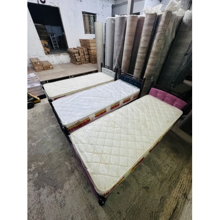 سرير نوم مفرد حديد مع تنجيد مدهون صناعة محلية - تخت حديد منجد مقاس 190 × 80 سم