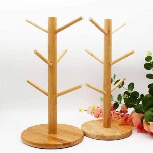 D12-6 حمالة ماج كاسات خشب بامبو ستاند خشب قاعدة مدور
