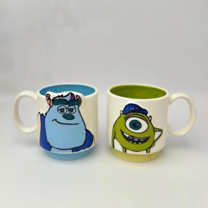 طقم ماغ كاسة كبلز مرسم مارد و شلبي مونيستر بورسلان قطعتين AF094-21