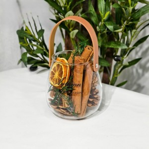 تحفة سطل زجاج مع قطع خشبية وفواكه مجففة N41-5