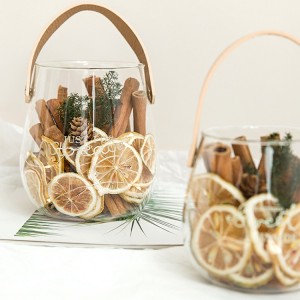 تحفة سطل زجاج مع قطع خشبية وفواكه مجففة N41-5