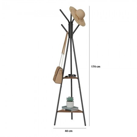 شماعة ستاند علاقة ملابس مع رف2 خشب مثلث حديد اسود شماعة ستاند علاقة ملابس مع رف2 خشب مثلث حديد اسود