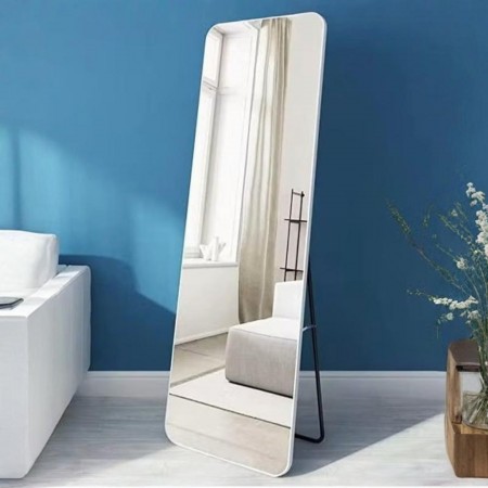 مراه بلاستيك مستطيل ابيض / ذهبي مع ستاند  147 × 37 سم