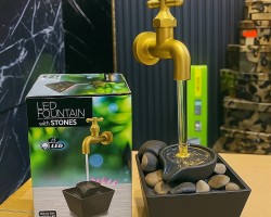 نافورة ليد مع احجار شكل شكل حنفية ذهبي واسود JS1 LED FOUNTAIN 