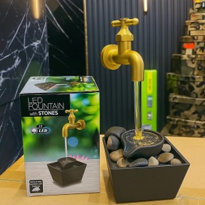 نافورة ليد مع احجار شكل شكل حنفية ذهبي واسود JS1 LED FOUNTAIN نافورة ليد مع احجار شكل شكل حنفية ذهبي واسود JS1 LED FOUNTAIN