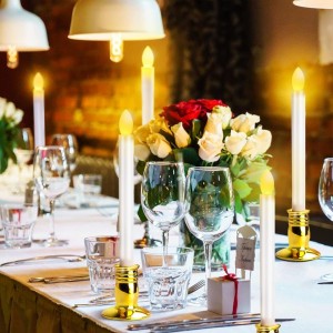 شمع الكتروني طوبا مضيء مع قاعدة ذهبية قطعتين