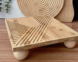 كوستر خشب بامبو محفر اشكال مع ارجل كوستر خشب بامبو محفر اشكال مع ارجل