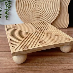 كوستر خشب بامبو محفر اشكال مع ارجل