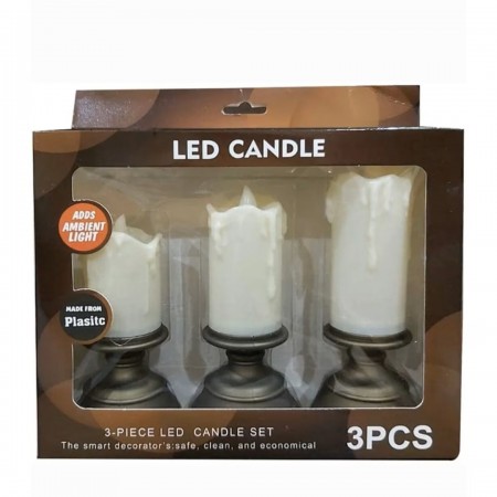 شمع الكتروني وسط  3قطع